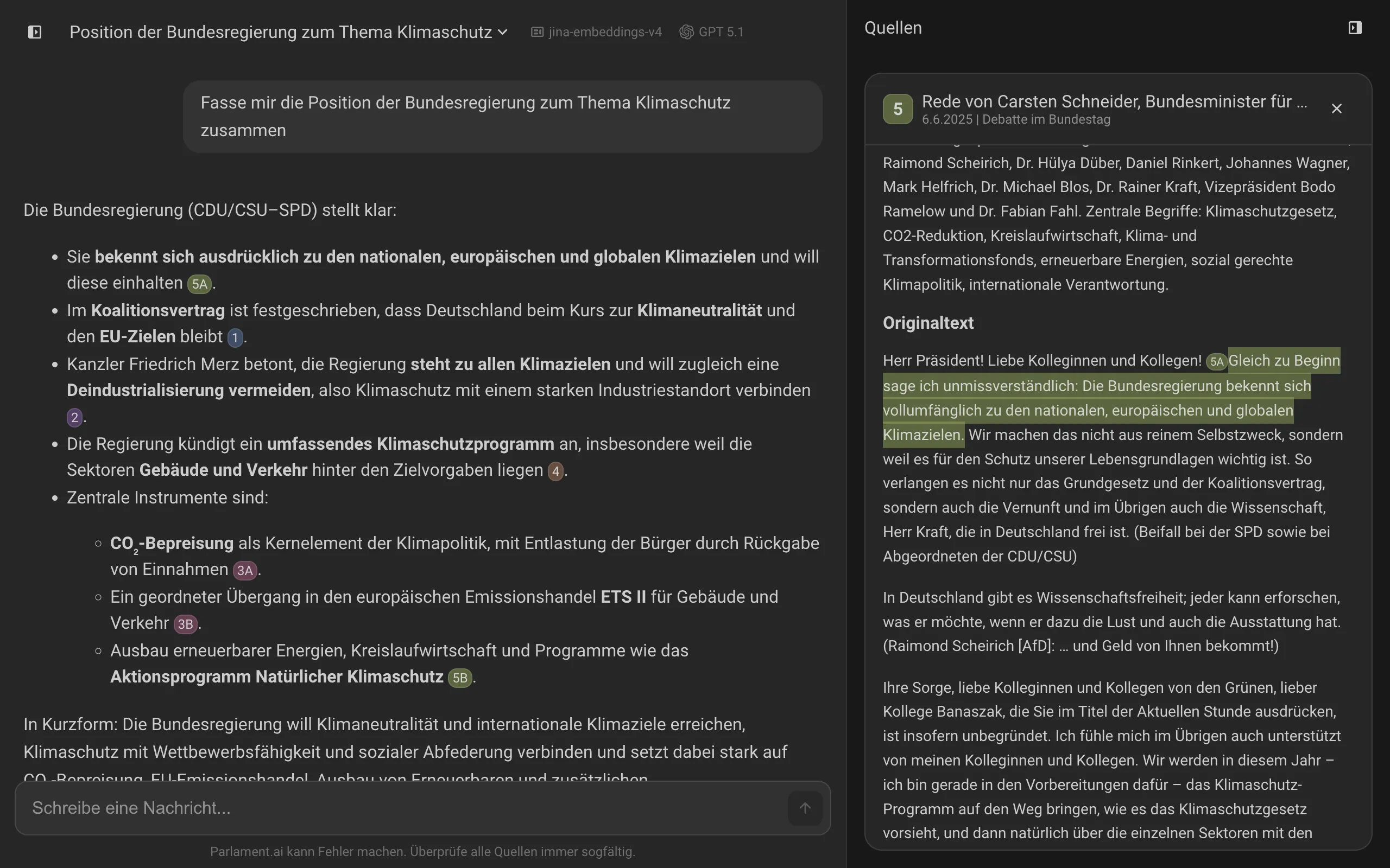 Parlament.ai UI Screenshot
