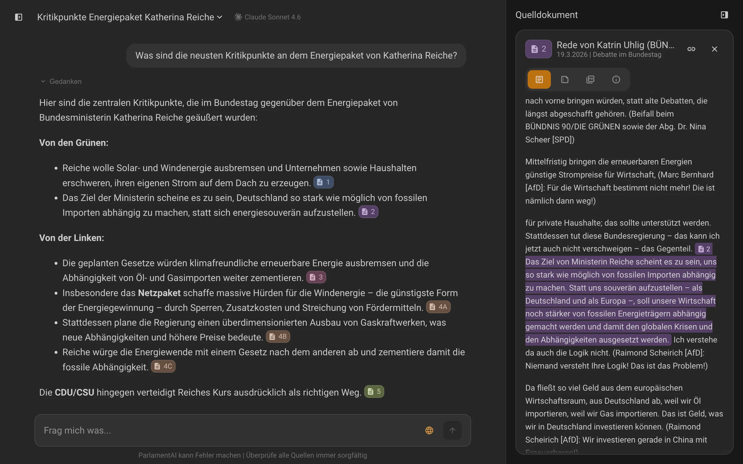 Parlament.ai UI Screenshot
